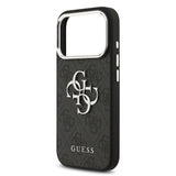 Apple iPhone 17 Pro Kılıf Guess Orjinal Lisanslı Gümüş Metal Kamera Çerçeveli 4G Desenli Metal Büyük 4G ve Yazı Logolu Kapak