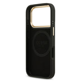 Apple iPhone 17 Pro Kılıf Guess Orjinal Lisanslı M-safe Şarj Özellikli 4G Desenli PU Metal Plaka Klasik Logolu Kapak