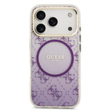 Apple iPhone 17 Pro Kılıf Guess Orjinal Lisanslı M-safe Şarj Özellikli 4G Desenli Simli Silikon Kapak
