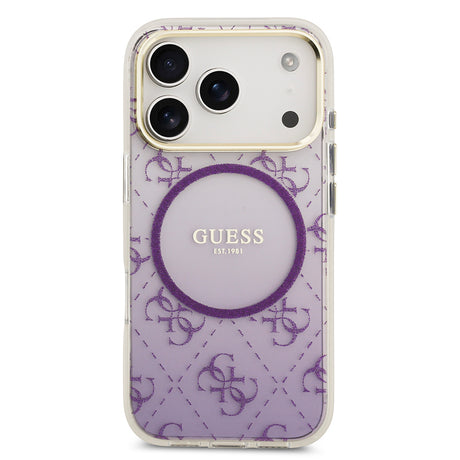 Apple iPhone 17 Pro Kılıf Guess Orjinal Lisanslı M-safe Şarj Özellikli 4G Desenli Simli Silikon Kapak