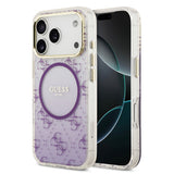 Apple iPhone 17 Pro Kılıf Guess Orjinal Lisanslı M-safe Şarj Özellikli 4G Desenli Simli Silikon Kapak