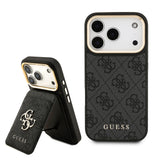 Apple iPhone 17 Pro Kılıf Guess Orjinal Lisanslı M-safe Şarj Özellikli 4G Metal Büyük Logolu Kartlıklı Kapak