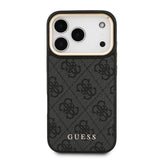Apple iPhone 17 Pro Kılıf Guess Orjinal Lisanslı M-safe Şarj Özellikli 4G Metal Büyük Logolu Kartlıklı Kapak