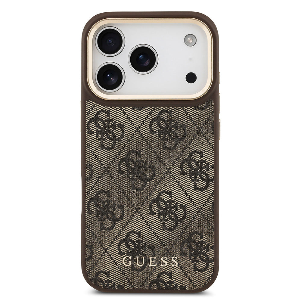 Apple iPhone 17 Pro Kılıf Guess Orjinal Lisanslı M-safe Şarj Özellikli 4G Metal Büyük Logolu Kartlıklı Kapak