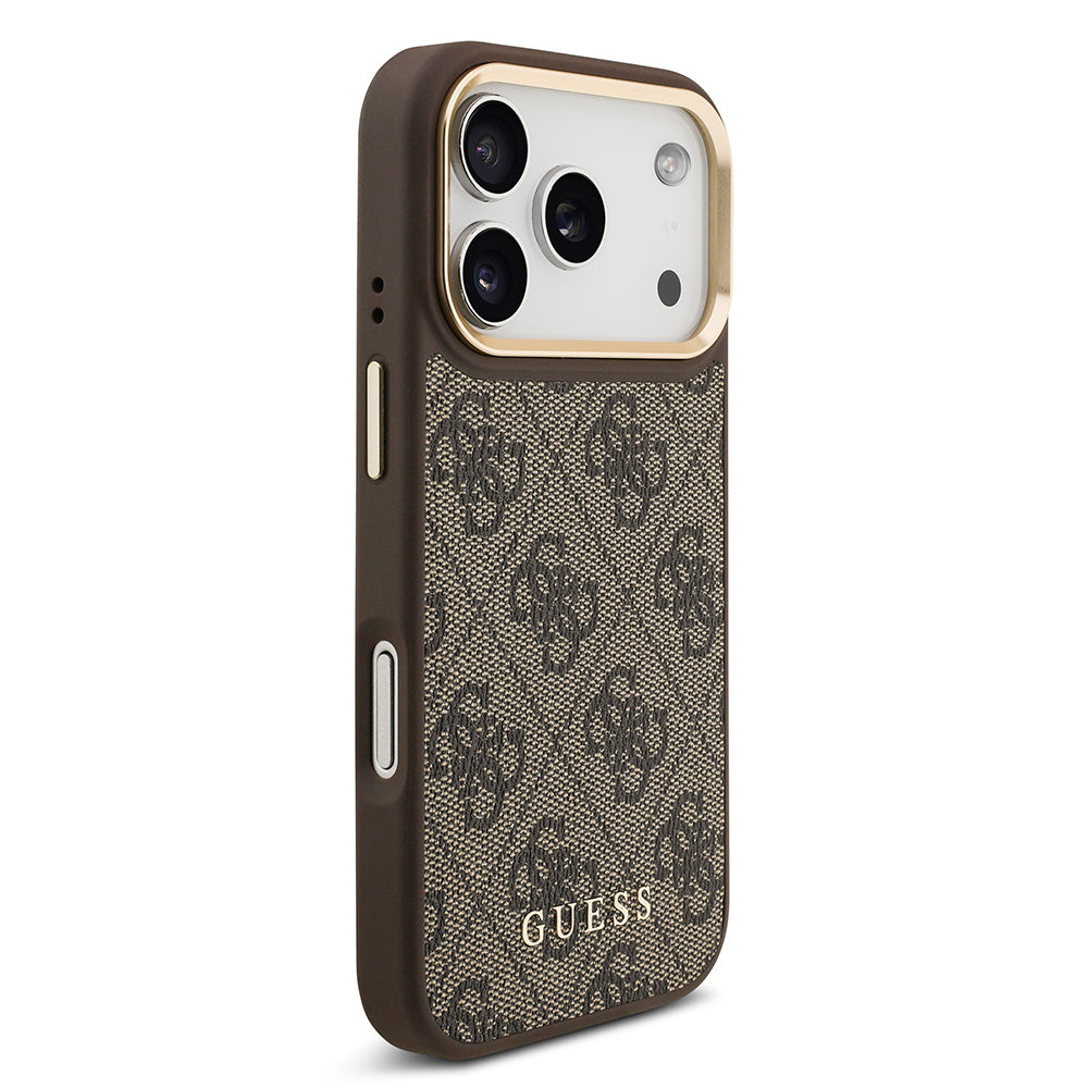 Apple iPhone 17 Pro Kılıf Guess Orjinal Lisanslı M-safe Şarj Özellikli 4G Metal Büyük Logolu Kartlıklı Kapak