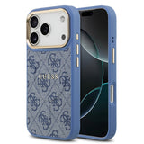Apple iPhone 17 Pro Kılıf Guess Orjinal Lisanslı M-safe Şarj Özellikli Gold Metal Kamera Çerçeveli PU Deri 4G Desenli Yazı Logolu Kapak
