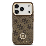 Apple iPhone 17 Pro Kılıf Guess Orjinal Lisanslı M-safe Şarj Özellikli Gold Metal Kamera Çerçeveli Taşlı 4G Logolu Kapak