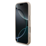 Apple iPhone 17 Pro Kılıf Guess Orjinal Lisanslı M-safe Şarj Özellikli Gold Metal Kamera Çerçeveli Taşlı Üçgen Logo 4G Desenli Kapak