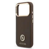 Apple iPhone 17 Pro Kılıf Guess Orjinal Lisanslı M-safe Şarj Özellikli Grained Yazı ve Taşlı 4G Logolu Kapak
