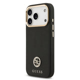 Apple iPhone 17 Pro Kılıf Guess Orjinal Lisanslı M-safe Şarj Özellikli Grained Yazı ve Taşlı 4G Logolu Kapak