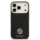 Apple iPhone 17 Pro Kılıf Guess Orjinal Lisanslı M-safe Şarj Özellikli Grained Yazı ve Taşlı 4G Logolu Kapak