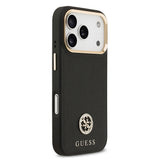 Apple iPhone 17 Pro Kılıf Guess Orjinal Lisanslı M-safe Şarj Özellikli Grained Yazı ve Taşlı 4G Logolu Kapak