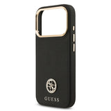 Apple iPhone 17 Pro Kılıf Guess Orjinal Lisanslı M-safe Şarj Özellikli Grained Yazı ve Taşlı 4G Logolu Kapak