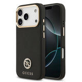 Apple iPhone 17 Pro Kılıf Guess Orjinal Lisanslı M-safe Şarj Özellikli Grained Yazı ve Taşlı 4G Logolu Kapak