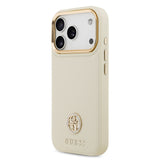 Apple iPhone 17 Pro Kılıf Guess Orjinal Lisanslı M-safe Şarj Özellikli Grained Yazı ve Taşlı 4G Logolu Kapak