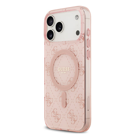 Apple iPhone 17 Pro Kılıf Guess Orjinal Lisanslı M-safe Şarj Özellikli IML Baskılı Klasik Logolu 4G Desenli Kapak