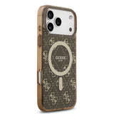 Apple iPhone 17 Pro Kılıf Guess Orjinal Lisanslı M-safe Şarj Özellikli IML Baskılı Klasik Logolu 4G Desenli Kapak