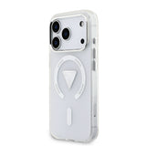 Apple iPhone 17 Pro Kılıf Guess Orjinal Lisanslı M-safe Şarj Özellikli IML Baskılı Üçgen Logolu Metal Kamera Çerçeveli Kapak