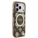 Apple iPhone 17 Pro Kılıf Guess Orjinal Lisanslı M-safe Şarj Özellikli IML Peony ve 4G Desenli Klasik Logolu Kapak