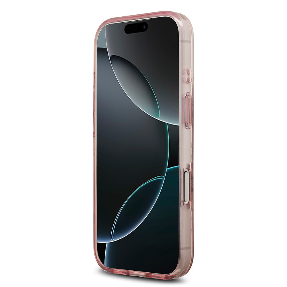Apple iPhone 17 Pro Kılıf Guess Orjinal Lisanslı M-safe Şarj Özellikli IML Peony ve 4G Desenli Klasik Logolu Kapak