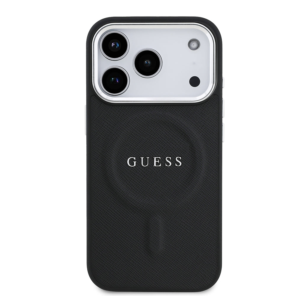 Apple iPhone 17 Pro Kılıf Guess Orjinal Lisanslı M-safe Şarj Özellikli Klasik Yazı Logolu PU Deri Kapak