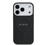 Apple iPhone 17 Pro Kılıf Guess Orjinal Lisanslı M-safe Şarj Özellikli Klasik Yazı Logolu PU Deri Kapak