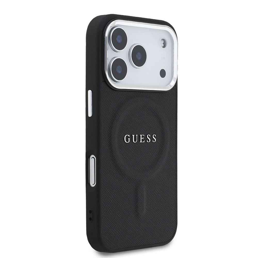 Apple iPhone 17 Pro Kılıf Guess Orjinal Lisanslı M-safe Şarj Özellikli Klasik Yazı Logolu PU Deri Kapak