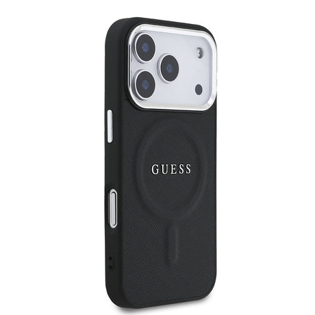 Apple iPhone 17 Pro Kılıf Guess Orjinal Lisanslı M-safe Şarj Özellikli Klasik Yazı Logolu PU Deri Kapak