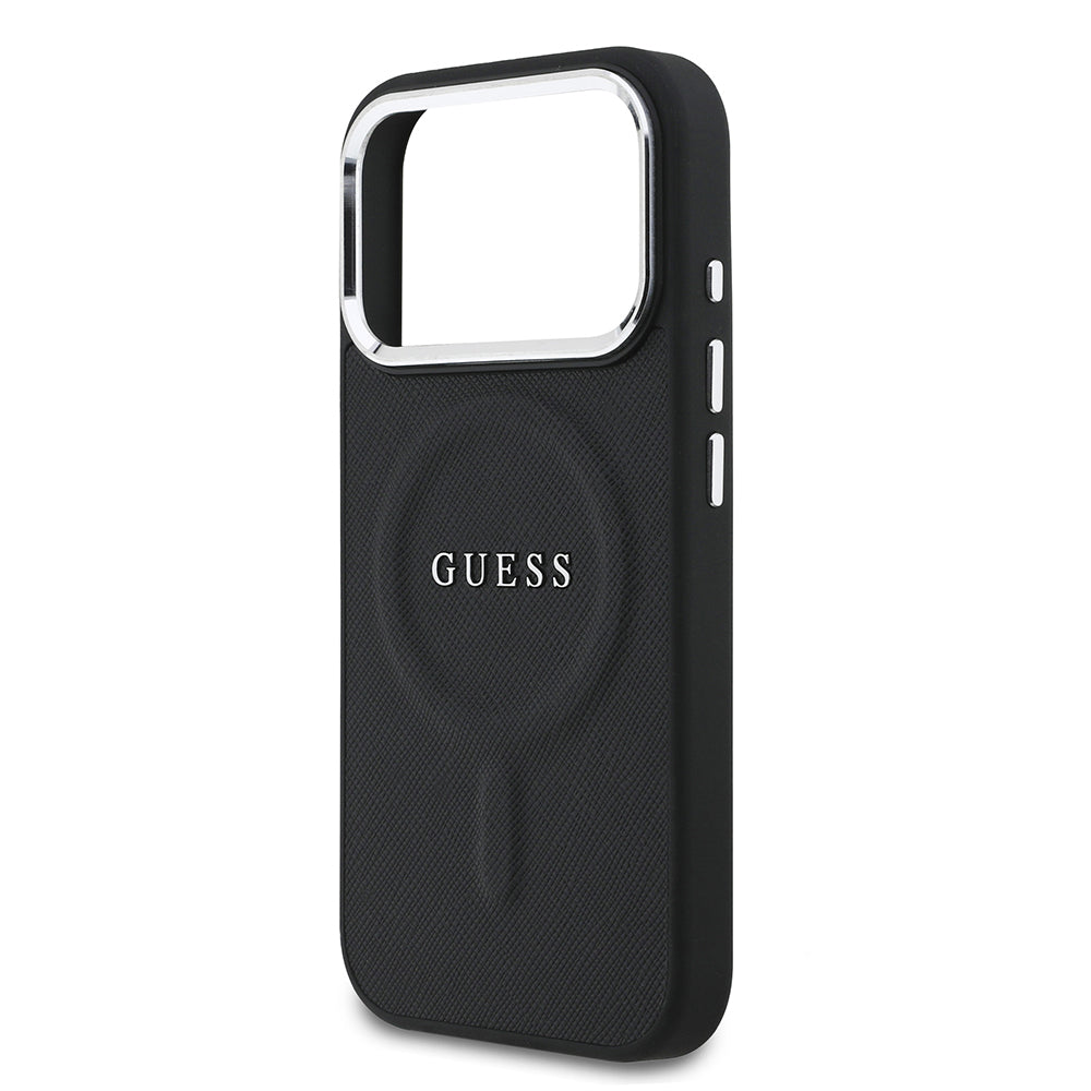 Apple iPhone 17 Pro Kılıf Guess Orjinal Lisanslı M-safe Şarj Özellikli Klasik Yazı Logolu PU Deri Kapak