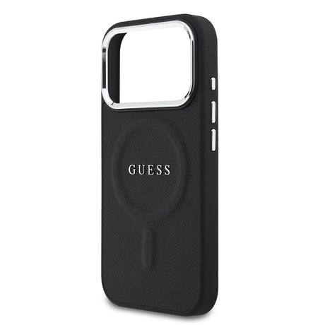 Apple iPhone 17 Pro Kılıf Guess Orjinal Lisanslı M-safe Şarj Özellikli Klasik Yazı Logolu PU Deri Kapak