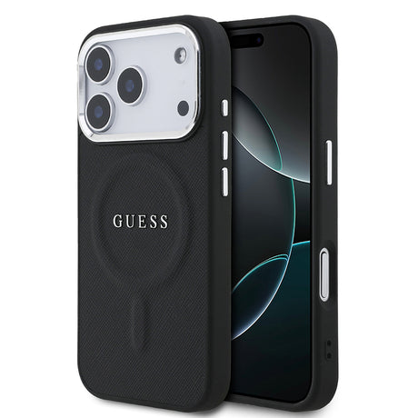 Apple iPhone 17 Pro Kılıf Guess Orjinal Lisanslı M-safe Şarj Özellikli Klasik Yazı Logolu PU Deri Kapak