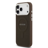 Apple iPhone 17 Pro Kılıf Guess Orjinal Lisanslı M-safe Şarj Özellikli Klasik Yazı Logolu PU Deri Kapak