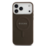 Apple iPhone 17 Pro Kılıf Guess Orjinal Lisanslı M-safe Şarj Özellikli Klasik Yazı Logolu PU Deri Kapak