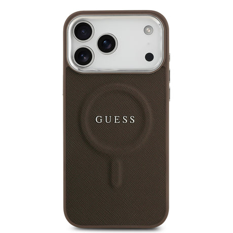 Apple iPhone 17 Pro Kılıf Guess Orjinal Lisanslı M-safe Şarj Özellikli Klasik Yazı Logolu PU Deri Kapak