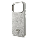 Apple iPhone 17 Pro Kılıf Guess Orjinal Lisanslı M-safe Şarj Özellikli Metal Kamera Çerçeveli Üçgen Logolu Glitter Kapak
