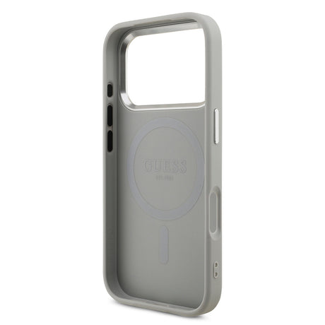 Apple iPhone 17 Pro Kılıf Guess Orjinal Lisanslı M-safe Şarj Özellikli Metal Kamera Çerçeveli Üçgen Logolu Glitter Kapak