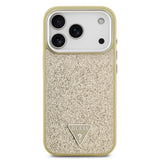 Apple iPhone 17 Pro Kılıf Guess Orjinal Lisanslı M-safe Şarj Özellikli Metal Kamera Çerçeveli Üçgen Logolu Glitter Kapak