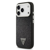 Apple iPhone 17 Pro Kılıf Guess Orjinal Lisanslı M-safe Şarj Özellikli Metal Kamera Çerçeveli Üçgen Logolu Glitter Kapak