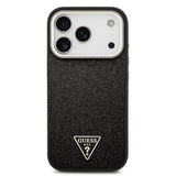 Apple iPhone 17 Pro Kılıf Guess Orjinal Lisanslı M-safe Şarj Özellikli Metal Kamera Çerçeveli Üçgen Logolu Glitter Kapak