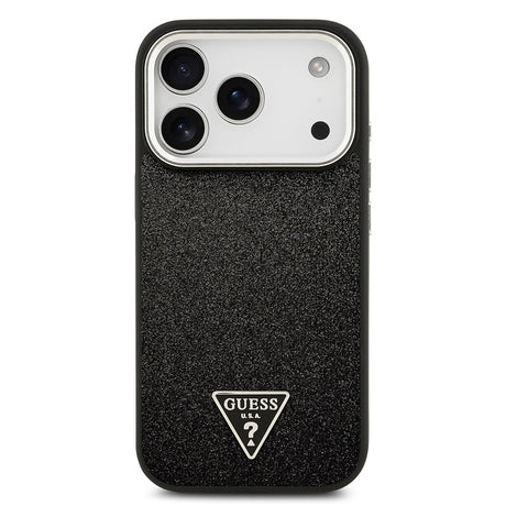 Apple iPhone 17 Pro Kılıf Guess Orjinal Lisanslı M-safe Şarj Özellikli Metal Kamera Çerçeveli Üçgen Logolu Glitter Kapak
