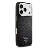 Apple iPhone 17 Pro Kılıf Guess Orjinal Lisanslı M-safe Şarj Özellikli Metal Kamera Çerçeveli Üçgen Logolu Glitter Kapak