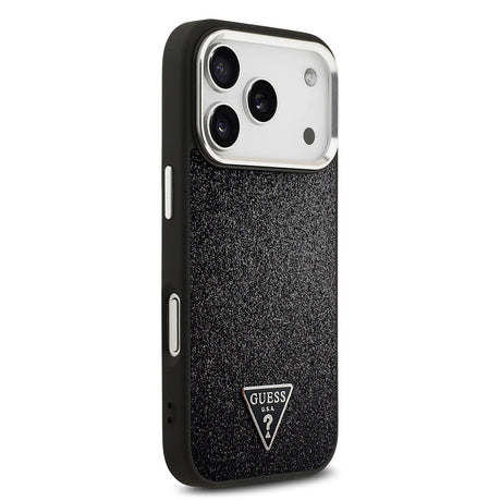 Apple iPhone 17 Pro Kılıf Guess Orjinal Lisanslı M-safe Şarj Özellikli Metal Kamera Çerçeveli Üçgen Logolu Glitter Kapak