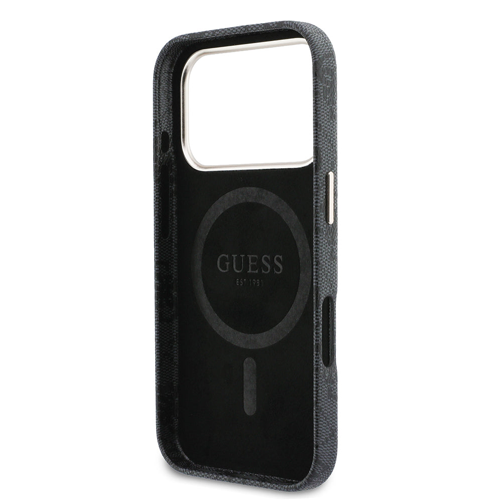 Apple iPhone 17 Pro Kılıf Guess Orjinal Lisanslı M-safe Şarj Özellikli Script Yazı Logolu 4G Desenli Kapak