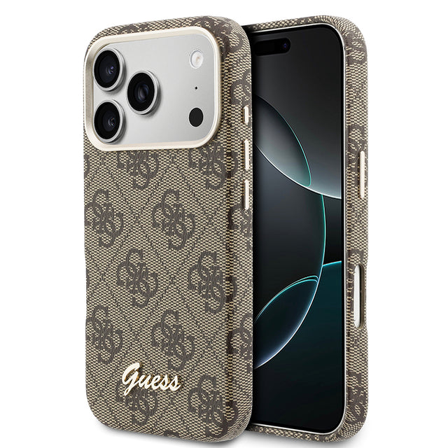 Apple iPhone 17 Pro Kılıf Guess Orjinal Lisanslı M-safe Şarj Özellikli Script Yazı Logolu 4G Desenli Kapak