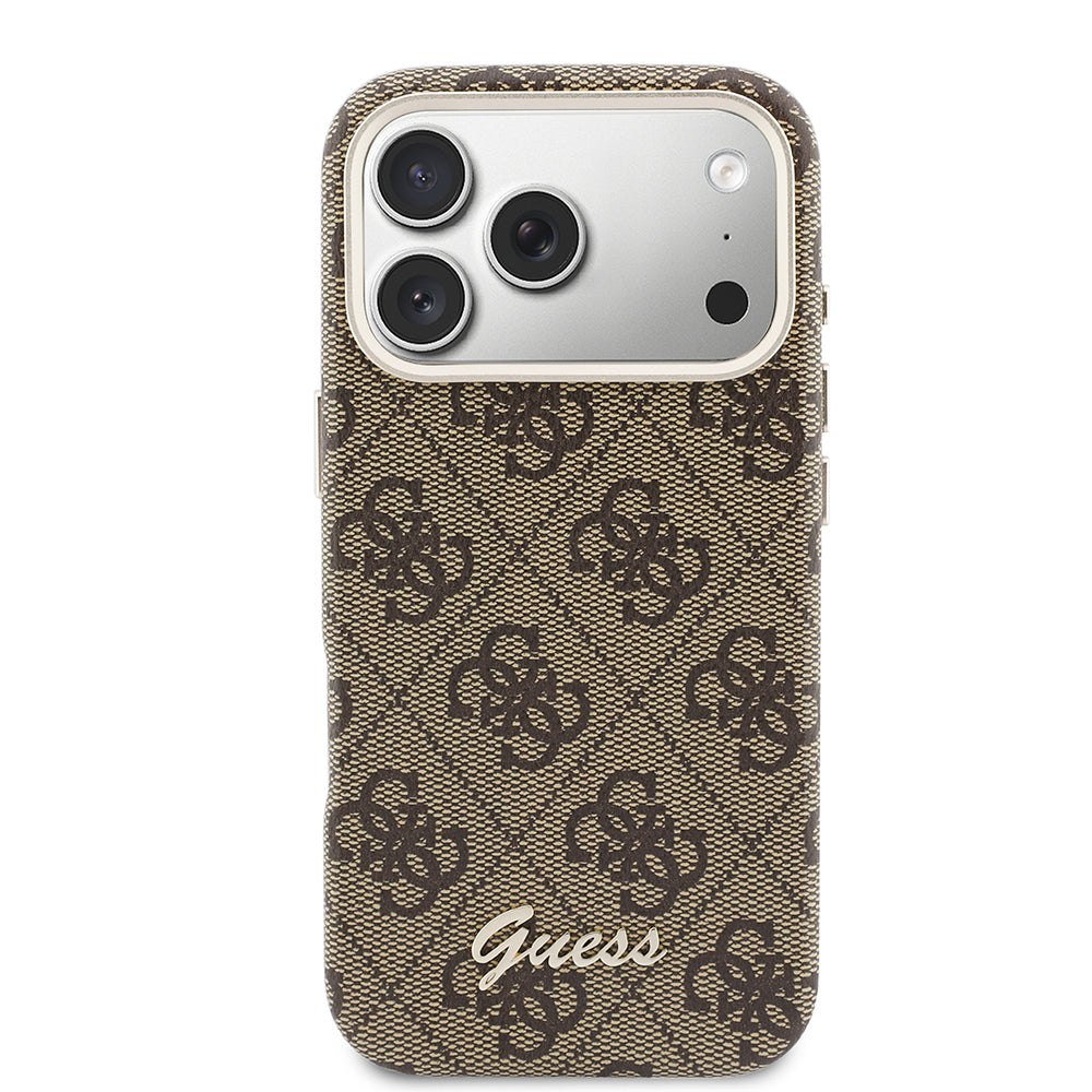 Apple iPhone 17 Pro Kılıf Guess Orjinal Lisanslı M-safe Şarj Özellikli Script Yazı Logolu 4G Desenli Kapak