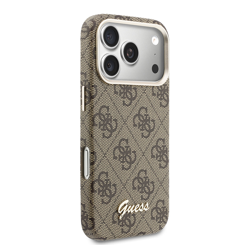 Apple iPhone 17 Pro Kılıf Guess Orjinal Lisanslı M-safe Şarj Özellikli Script Yazı Logolu 4G Desenli Kapak