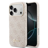 Apple iPhone 17 Pro Kılıf Guess Orjinal Lisanslı M-safe Şarj Özellikli Script Yazı Logolu 4G Desenli Kapak