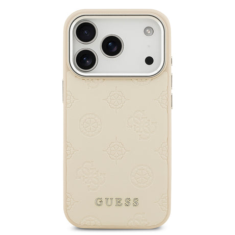 Apple iPhone 17 Pro Kılıf Guess Orjinal Lisanslı M-safe Şarj Özellikli Sıcak Baskılı Klasik Yazı Logolu PU Deri Peony Kapak