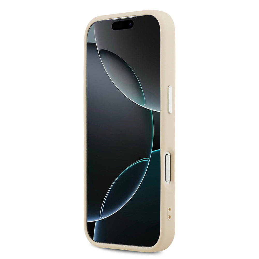 Apple iPhone 17 Pro Kılıf Guess Orjinal Lisanslı M-safe Şarj Özellikli Sıcak Baskılı Klasik Yazı Logolu PU Deri Peony Kapak