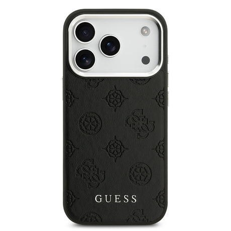Apple iPhone 17 Pro Kılıf Guess Orjinal Lisanslı M-safe Şarj Özellikli Sıcak Baskılı Klasik Yazı Logolu PU Deri Peony Kapak